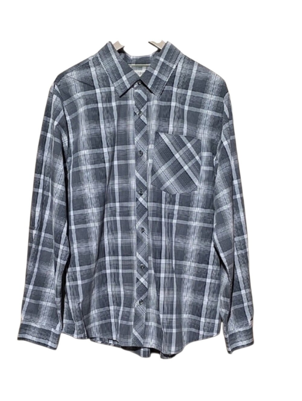 Magellan Outdoors Gray and White Plaid Shirt